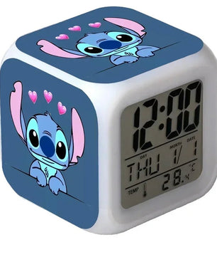 Alarm Clock with Night Light and Color Changing LEDs - Lilo & Stitch Desk Home Decor for Kids - Lusy Store LLC