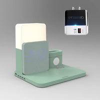 LED Light Bedside Lamp Qi Wireless Charger Dock Aero Blue-US Plug