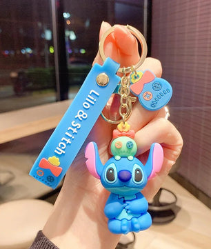 Anime Characters Keychain Set - Mickey Mouse, Minnie, Lilo & Stitch - for Kids, Car Pendant - Lusy Store LLC