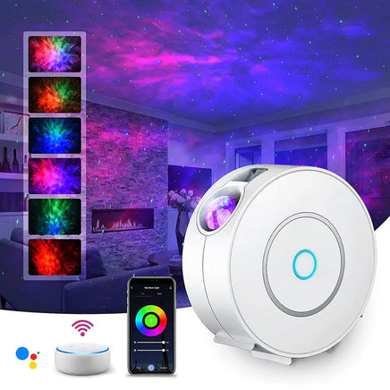 Smart Galaxy Projector: Colorful Starry Sky White Round