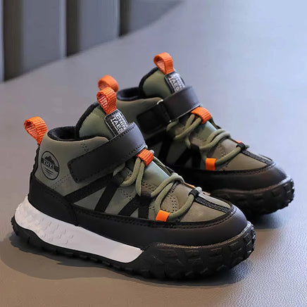 Baby boy shoes - Plush cashmere warm lined casual shoes Black