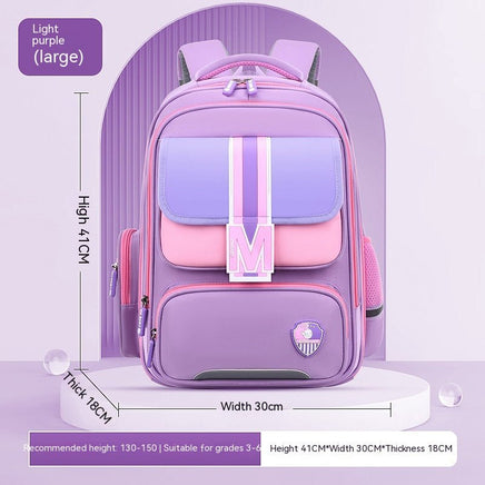 Baby Burden Relief Spine Protection Primary School Student Schoolbag Large Capacity Lightweight Children Backpack Purple Big