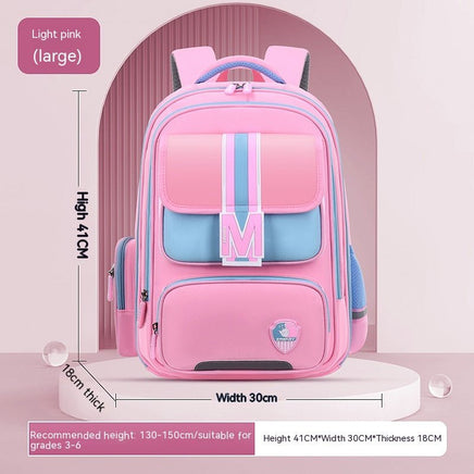 Baby Burden Relief Spine Protection Primary School Student Schoolbag Large Capacity Lightweight Children Backpack Pink Large