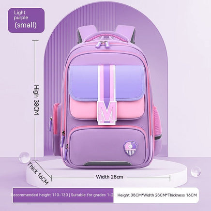Baby Burden Relief Spine Protection Primary School Student Schoolbag Large Capacity Lightweight Children Backpack Small Size In Purple