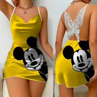 Backless Dress Minnie Mouse Mickey Pajama Skirt Bow Knot Womens Fashion 4