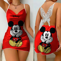 Backless Dress Minnie Mouse Mickey Pajama Skirt Bow Knot Womens Fashion 2
