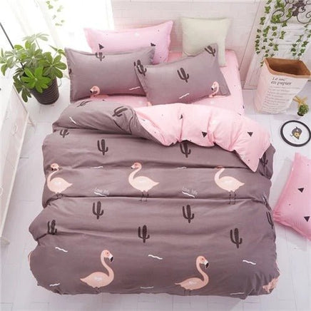 Beautiful 4-Piece Bed Linen Set Flamingo
