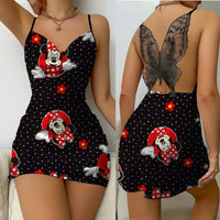 Bow Knot Fashion Dresses Pajama Skirt Satin Surface Mickey Slip Dress Minnie Mouse Womens Party Elegant Women 9