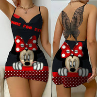 Bow Knot Fashion Dresses Pajama Skirt Satin Surface Mickey Slip Dress Minnie Mouse Womens Party Elegant Women 5