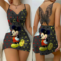 Bow Knot Fashion Dresses Pajama Skirt Satin Surface Mickey Slip Dress Minnie Mouse Womens Party Elegant Women 4