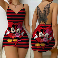 Bow Knot Fashion Dresses Pajama Skirt Satin Surface Mickey Slip Dress Minnie Mouse Womens Party Elegant Women 6