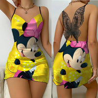 Bow Knot Fashion Dresses Pajama Skirt Satin Surface Mickey Slip Dress Minnie Mouse Womens Party Elegant Women 7