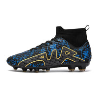 Boys baseball cleats - Soccer shoes children high top - Outdoor training shoes anti-slip Black