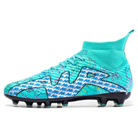 Boys baseball cleats - Soccer shoes children high top - Outdoor training shoes anti-slip Green