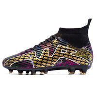Boys baseball cleats - Soccer shoes children high top - Outdoor training shoes anti-slip Black Gold