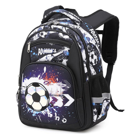 Boys' Football Elementary School Backpack Single Football Black