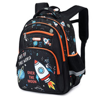 Boys' Football Elementary School Backpack Black Space