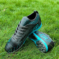Boys football shoes - Men turf indoor soccer shoes - Comfortable training ultralight non-slip Blue