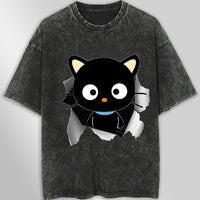 Chococat t shirt - Cute funny graphic tees - Unisex wide sleeve style Dark Gray