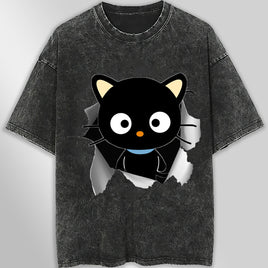 Chococat t shirt - Cute funny graphic tees - Unisex wide sleeve style Dark Gray