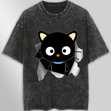 Chococat t shirt - Cute funny graphic tees - Unisex wide sleeve style Dark Gray