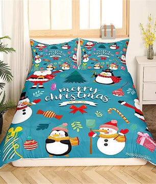 Christmas Duvet Cover Bow Pattern Comforter Covers Xmas Gift Decorations for Children - Lusy Store LLC