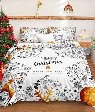 Christmas Duvet Cover Bow Pattern Comforter Covers Xmas Gift Decorations for Children - Lusy Store LLC
