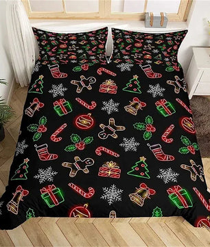Christmas Duvet Cover Bow Pattern Comforter Covers Xmas Gift Decorations for Children - Lusy Store LLC