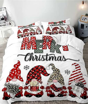 Christmas Duvet Cover Bow Pattern Comforter Covers Xmas Gift Decorations for Children - Lusy Store LLC
