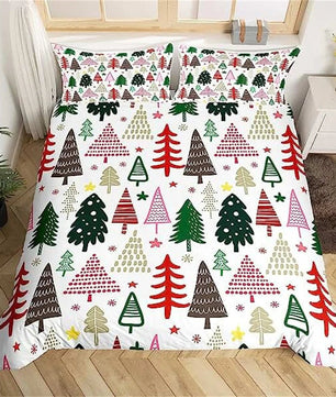 Christmas Duvet Cover Bow Pattern Comforter Covers Xmas Gift Decorations for Children - Lusy Store LLC