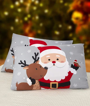 Christmas Duvet Cover Set Queen Size Bedding Santa Snowflake Santa Claus Pattern for Kids Bedroom Decorations - Lusy Store LLC