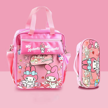Cinnamoroll Backpack Cute Kuromi Storage Bag My Melody Pom Pom Purin Girls Lunch Bag Pink Backpack & Penbag