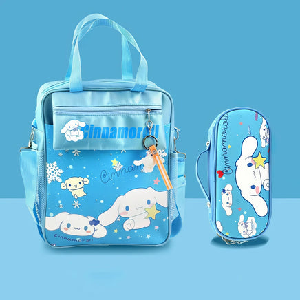 Cinnamoroll Backpack Cute Kuromi Storage Bag My Melody Pom Pom Purin Girls Lunch Bag Blue Backpack & Penbag