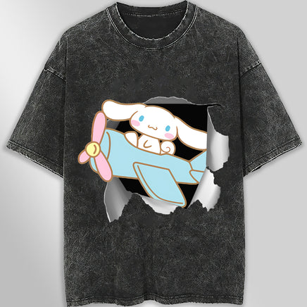 Cinnamoroll tee shirt - Cute funny graphic tees - Unisex wide sleeve style Dark Gray