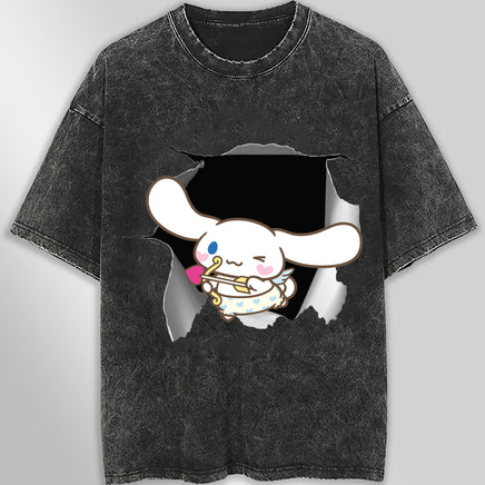 Cinnamoroll tee shirt - Cute funny graphic tees - Unisex wide sleeve style Dark Gray