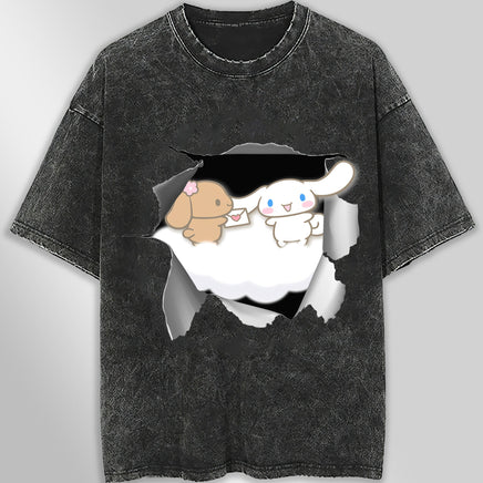 Cinnamoroll tee shirt - Cute funny graphic tees - Unisex wide sleeve style Dark Gray
