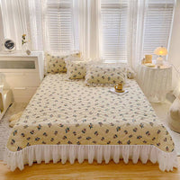Cotton Lace Embroidery Quilted Bed Cover Set - Lusy Store LLC