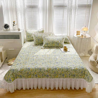 Cotton Lace Embroidery Quilted Bed Cover Set - Lusy Store LLC