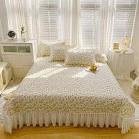 Cotton Lace Embroidery Quilted Bed Cover Set - Lusy Store LLC