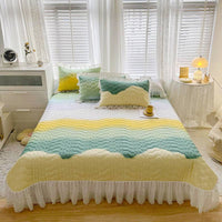 Cotton Lace Embroidery Quilted Bed Cover Set - Lusy Store LLC