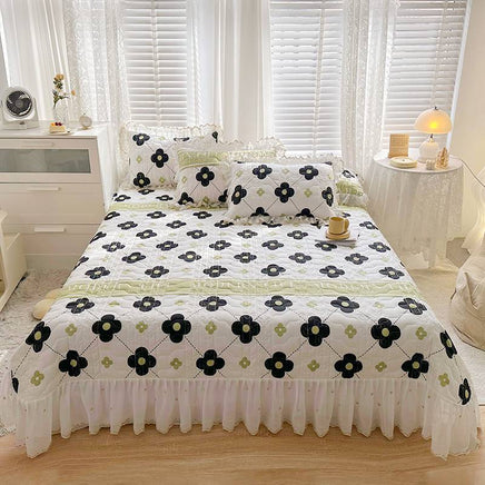 Cotton Lace Embroidery Quilted Bed Cover Set - Lusy Store LLC