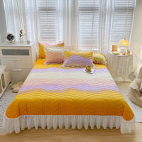 Cotton Lace Embroidery Quilted Bed Cover Set - Lusy Store LLC