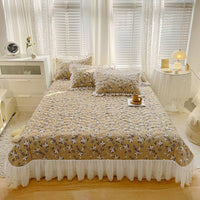 Cotton Lace Embroidery Quilted Bed Cover Set - Lusy Store LLC