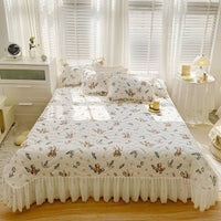 Cotton Lace Embroidery Quilted Bed Cover Set - Lusy Store LLC