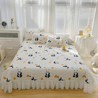Cotton Lace Embroidery Quilted Bed Cover Set - Lusy Store LLC