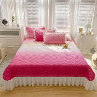 Cotton Lace Embroidery Quilted Bed Cover Set - Lusy Store LLC