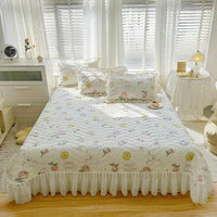 Cotton Lace Embroidery Quilted Bed Cover Set - Lusy Store LLC