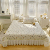 Cotton Lace Embroidery Quilted Bed Cover Set - Lusy Store LLC