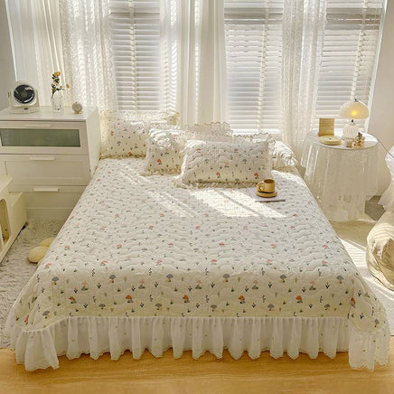 Cotton Lace Embroidery Quilted Bed Cover Set - Lusy Store LLC