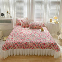 Cotton Lace Embroidery Quilted Bed Cover Set - Lusy Store LLC